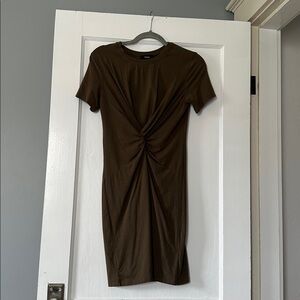 Theory Knot Tee Dress in Faded Army